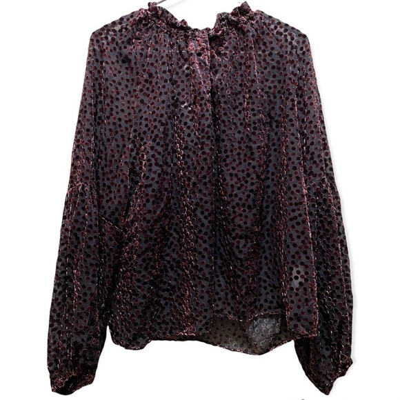 NWOT Addition Elle Balloon-Sleeve Burnout Velvet Blouse color Winetasting size X - Picture 8 of 9